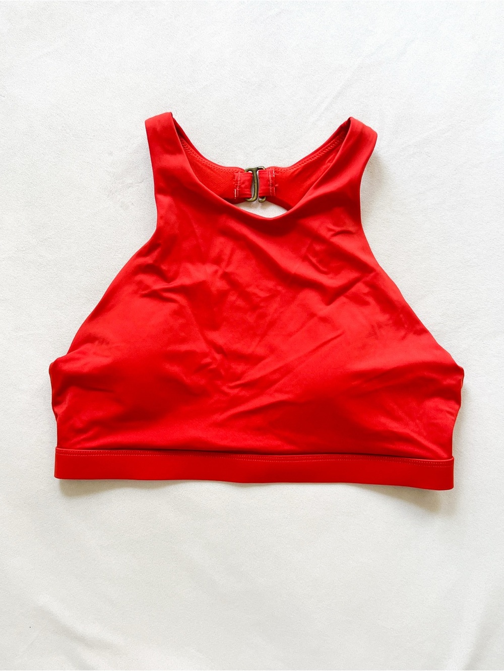 Andie Vibrant Red High-Neck Bikini Top with Back Clasp - Medium